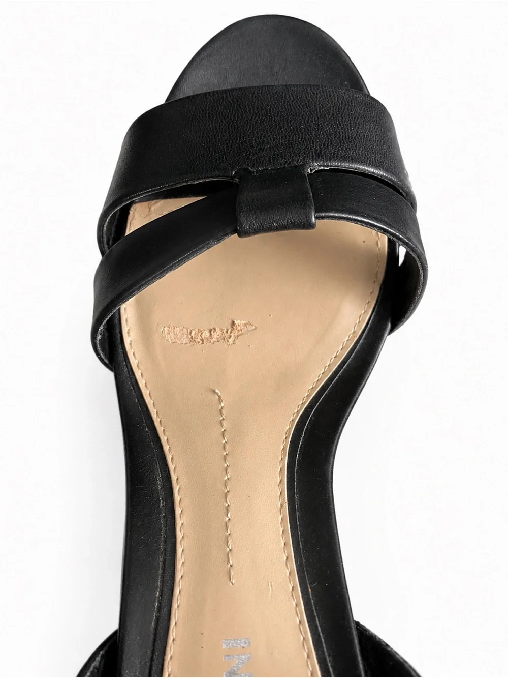 Gianni Bini Black Leather Wedge Sandals with Ankle Strap